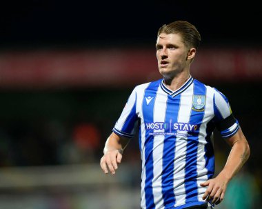 Sheffield 'den George Byers, 13 Eylül 202' de İngiltere 'nin Morecambe kentindeki Mazuma Stadyumu' nda oynanan Morecambe-Sheffield maçında, Çarşamba günü Gökyüzü İddia Ligi 1.