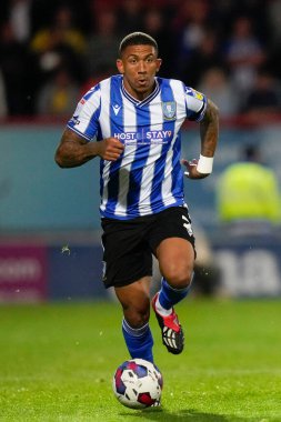 Sheffield 'den Liam Palmer, 13 Eylül 202' de İngiltere 'nin Morecambe kentindeki Mazuma Stadyumu' nda Çarşamba günü oynanan Gökyüzü İddia Ligi 1 maçı sırasında Morecambe ve Sheffield maçına katıldı.