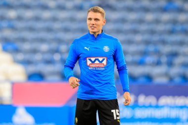 Wigan Atletizm takımından Jason Kerr 13 Eylül 202 'de John Smith Stadyumu' nda oynanan Huddersfield Town - Wigan Atletizm karşılaşmasında maç öncesi ısınma maçında