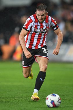Sheffield United 'ın 33 numaralı Rhys Norrington-Davies maçı sırasında Swansea City, Sheffield United' a karşı Swansea.com Stadyumu, Swansea, Birleşik Krallık, 13 Eylül 202