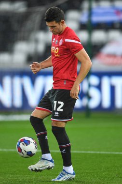 13 Eylül 202 'de Swansea.com Stadyumu' nda oynanan Sky Bet Şampiyonası maçında Sheffield United 'a karşı oynanan maç öncesi ısınma maçında Sheffield United' tan John Egan # 12.