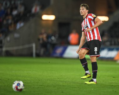 Sheffield United 'tan Sander Berge # 8 Swansea City - Sheffield United maçı sırasında Swansea.com Stadyumu, Swansea.com, İngiltere, 13 Eylül 202