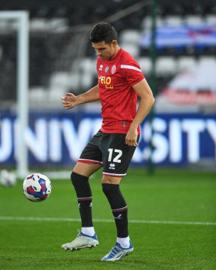 13 Eylül 202 'de Swansea.com Stadyumu' nda oynanan Sky Bet Şampiyonası maçında Sheffield United 'a karşı oynanan maç öncesi ısınma maçında Sheffield United' tan John Egan # 12.