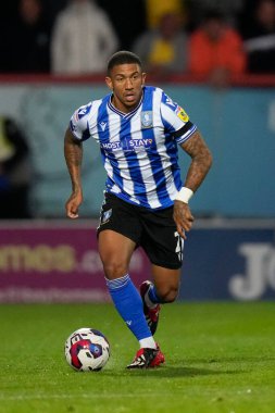 Sheffield 'den Liam Palmer, 13 Eylül 202' de İngiltere 'nin Morecambe kentindeki Mazuma Stadyumu' nda Çarşamba günü oynanan Gökyüzü İddia Ligi 1 maçı sırasında Morecambe ve Sheffield maçına katıldı.