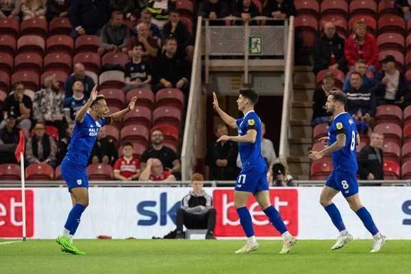 Callum Dowda Von Cardiff City Feiert Sein Tor Und Macht — Stockfoto