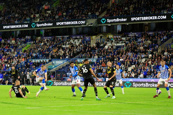Tom Lees Huddersfield Town Zdobywa Punktów Podczas Meczu Sky Bet — Zdjęcie stockowe