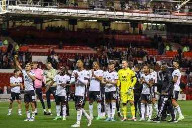Fulham oyuncusu Premier Lig maçında takımlarının galibiyetini kutluyor Nottingham Forest Fulham 'a karşı City Ground, Nottingham, İngiltere, 16 Eylül 202