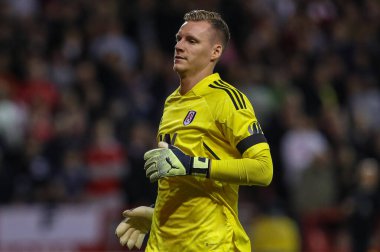 Fulham 'dan Bernd Leno # 17 Premier League maçı sırasında Nottingham Forest Fulham' a karşı City Ground, Nottingham, İngiltere, 16 Eylül 202
