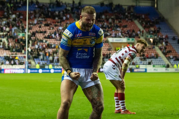 Zak Hardaker Leeds Rhinos Празднует Конце Матча Betfred Super League — стоковое фото