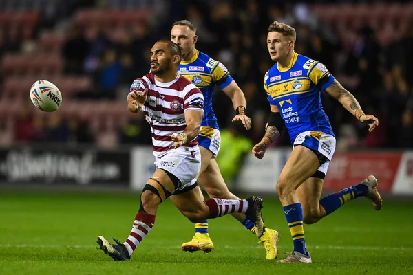 Thomas Leuluai Wigan Warriors Acción Durante Partido Betfred Super League —  Fotos de Stock