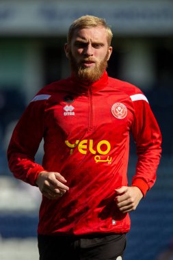 Sheffield United 'dan Oliver McBurnie 17 Eylül 202' de İngiltere, Deepdale 'de Preston North End-Sheffield United maçında ısınıyor.