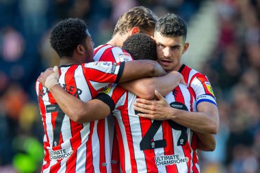 Sheffield United 'dan 29 numaralı Iliman Ndiaye, 17 Eylül 202' de Deepdale, Preston, Birleşik Krallık 'ta Preston North End - Sheffield United maçında 0-1 kazanma golünü kutluyor.