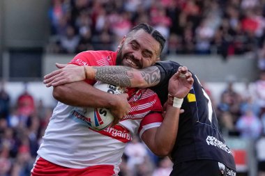 St Helens 'den 23. Konrad Hurrell 17 Eylül 202' de St Helens-Salford Red Devils maçında Salford Red Devils 'in 7.
