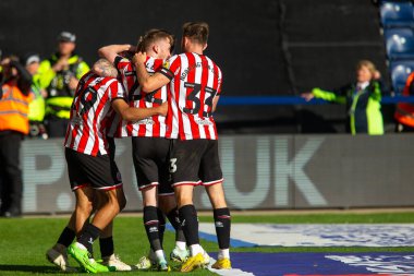 Sheffield United 'dan Oliver McBurnie 17 Eylül 202' de İngiltere 'nin Deepdale kentinde oynanan Sky Bet Şampiyonası' nda Preston North End - Sheffield United maçında 0-2 'lik galibiyet golünü kutluyor.