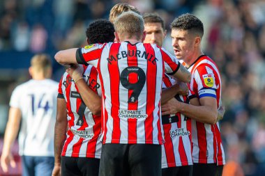 Sheffield United 'dan 29 numaralı Iliman Ndiaye, 17 Eylül 202' de Deepdale, Preston, Birleşik Krallık 'ta Preston North End - Sheffield United maçında 0-1 kazanma golünü kutluyor.