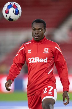 Middlesbrough 'dan Marc Bola # 27 numaralı maç öncesi ısınma maçı öncesinde Middlesbrough - Rotherham United Riverside Stadyumu, Middlesbrough, Birleşik Krallık, 17 Eylül 202