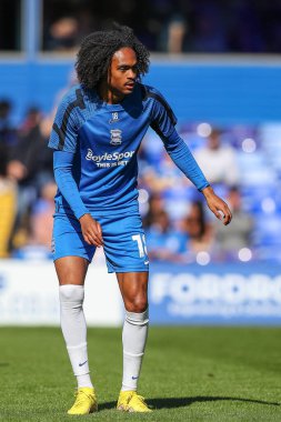 Birmingham City 'den Tahith Chong # 18. Maç öncesi ısınma maçı öncesinde Birmingham City, Birmingham City' ye karşı St Andrews, Birmingham, Birleşik Krallık, 17 Eylül 202