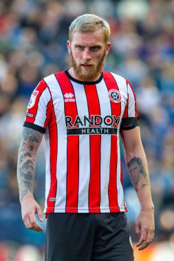 Sheffield United 'dan Oliver McBurnie 17 Eylül 202' de İngiltere 'nin Deepdale kentinde Preston North End' e karşı Sheffield United maçında