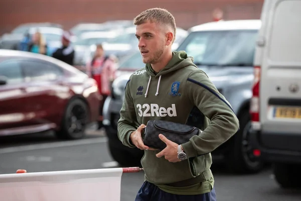 Riley Mcgree Van Middlesbrough Arriveert Het Riverside Stadium Voor Sky — Stockfoto