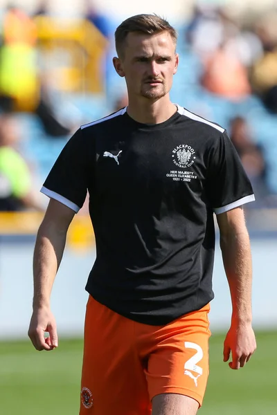 Callum Connolly Blackpool Aquece Durante Luta Sky Bet Championship Millwall — Fotografia de Stock