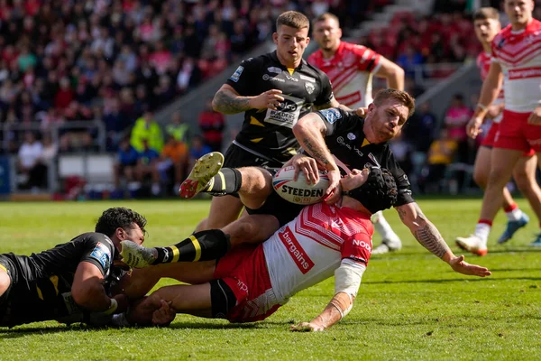 Jonny Lomax Van Helens Wordt Hoog Aangepakt Door Marc Sneyd — Stockfoto