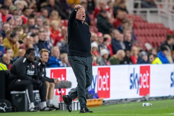 Chris Wilder Manager Middlesbrough Gestów Reakcji Podczas Meczu Sky Bet — Zdjęcie stockowe