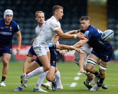 Exeter Chiefs 'ten Harvey Skinner Gallagher Premiership maçında Worcester Warriors Exeter Chiefs' e karşı Sixways Stadyumu, Worcester, İngiltere, 18 Eylül 202