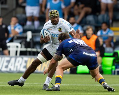 Exeter Chiefs 'ten Christ Tshiunza Gallagher Premiership maçı sırasında Worcester Warriors Exeter Chiefs' e karşı Sixways Stadyumu, Worcester, İngiltere, 18 Eylül 202