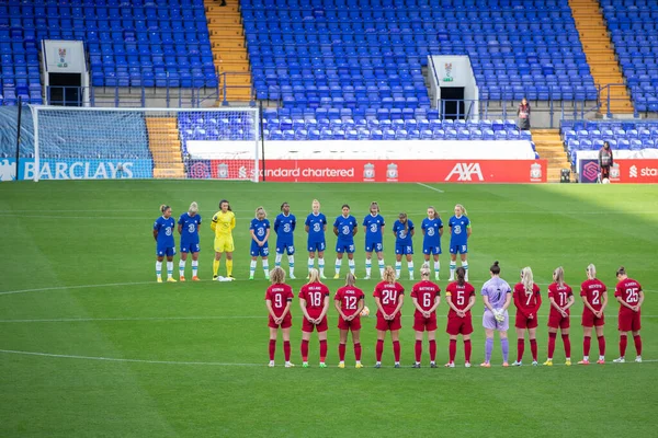 Liverpool Women Chelsea Women Guardan Minuto Silencio Durante Partido Women —  Fotos de Stock