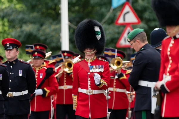 Imagens Das Bandas Durante Procissão Funerária Queen Elizabeth State Shopping — Fotografia de Stock