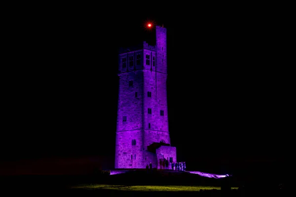 Der Victoria Tower Auf Dem Schlosshügel Erstrahlt Als Hommage Ihre — Stockfoto