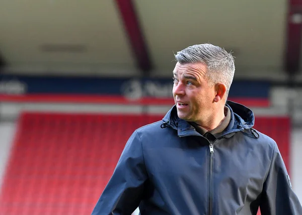 Plymouth Argyle Manager Steven Schumacher Během Papa John Trophy Zápas — Stock fotografie