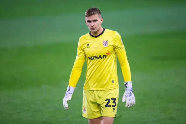 Mateusz Hewelt Tranmere Rovers Går Tillbaka Till Sin Position Efter — Stockfoto