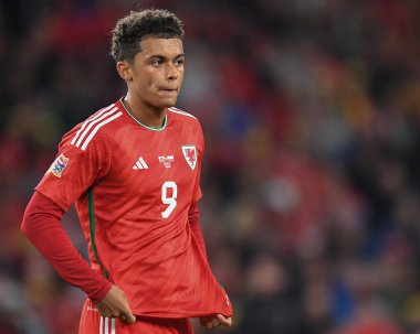 UEFA Uluslar Ligi Grubu A4 karşılaşmasında Galler ve Polonya arasında 25 Eylül 202 'de Cardiff City Stadyumu' nda oynanan Galler Ligi karşılaşmasında Galler 'den Brennan Johnson