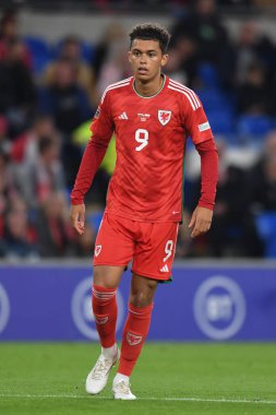 UEFA Uluslar Ligi Grubu A4 karşılaşmasında Galler ve Polonya arasında 25 Eylül 202 'de Cardiff City Stadyumu' nda oynanan Galler Ligi karşılaşmasında Galler 'den Brennan Johnson