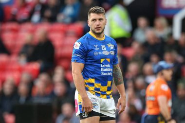 Leeds Rhinos 'tan Tom Briscoe # 20, maç öncesi ısınma maçında 25. Betfred Süper Lig Grand Final maçından önce St Helens - Leeds Rhinos maçı, Old Trafford, Manchester, Birleşik Krallık, 24 Eylül 202