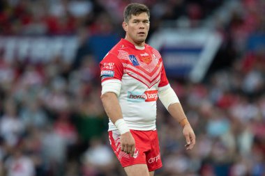 Louis McCarthy-Scarsbrook # 15 St. Helens 25. Betfred Süper Lig final maçı sırasında St Helens - Leeds Rhinos maçı, Old Trafford, Manchester, İngiltere, 23 Eylül 202