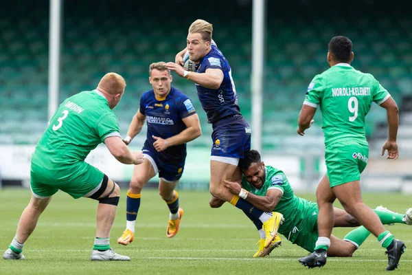 Duhan Van Der Merwe Van Worcester Warriors Wordt Aangepakt Door — Stockfoto