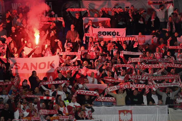 Polnische Fans Während Des Uefa Nations League Gruppenspiels Wales Gegen — Stockfoto