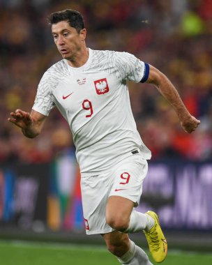Polonyalı Robert Lewandowski, 25 Eylül 202 'de Cardiff City Stadyumu' nda Galler ve Polonya arasında oynanan UEFA Uluslar Ligi Grubu A4 karşılaşmasında