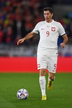 Polonyalı Robert Lewandowski, 25 Eylül 202 'de Cardiff City Stadyumu' nda Galler ve Polonya arasında oynanan UEFA Uluslar Ligi Grubu A4 karşılaşmasında