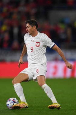 Polonyalı Robert Lewandowski, 25 Eylül 202 'de Cardiff City Stadyumu' nda Galler ve Polonya arasında oynanan UEFA Uluslar Ligi Grubu A4 karşılaşmasında