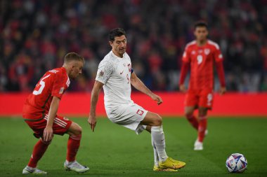 Polonyalı Robert Lewandowski, 25 Eylül 202 'de Cardiff City Stadyumu' nda Galler ve Polonya arasında oynanan UEFA Uluslar Ligi Grubu A4 karşılaşmasında