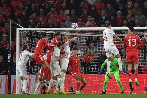Wales Attackera Polen Mål Uefa Nations League Group Match Mellan — Stockfoto
