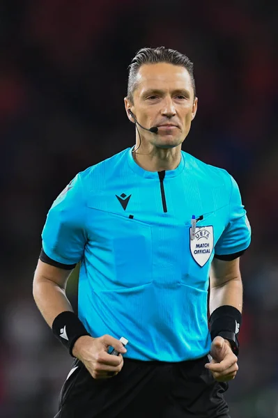 Match Referee Andris Treimanis Uefa Nations League Csoportjának Wales Kontra — Stock Fotó