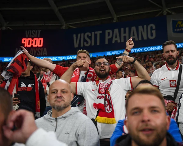 Polen Supportrar Fira Slutet Uefa Nations League Group Match Mellan — Stockfoto