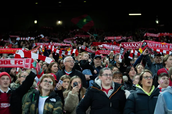 Liverpool Fans Singen Während Des Super League Spiels Liverpool Women — Stockfoto