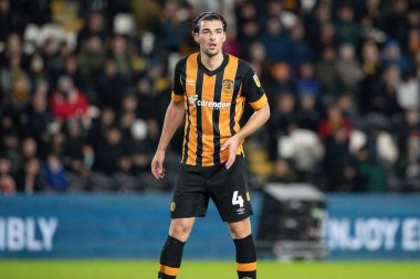 Hull City 'den Jacob Greaves # 4 numara Hull Bet Şampiyonası maçında Hull City, Luton Town' a karşı MKM Stadyumu, Hull, Birleşik Krallık, 30 Eylül 202