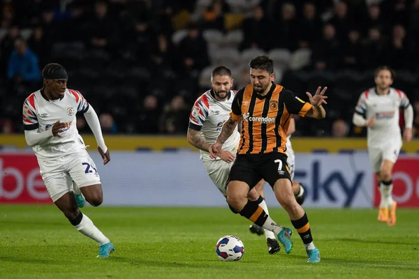 Ozan Tufan Hull City Pelota Durante Partido Sky Bet Championship —  Fotos de Stock