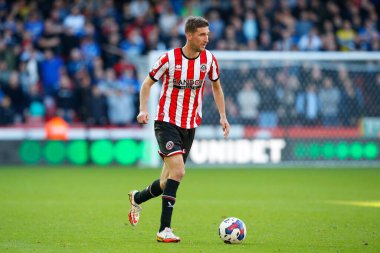 Sheffield United 'ın 6 numaralı Chris Basham maçı sırasında Sheffield United, Birmingham City' ye karşı Bramall Lane, Sheffield, İngiltere, 1 Ekim 202
